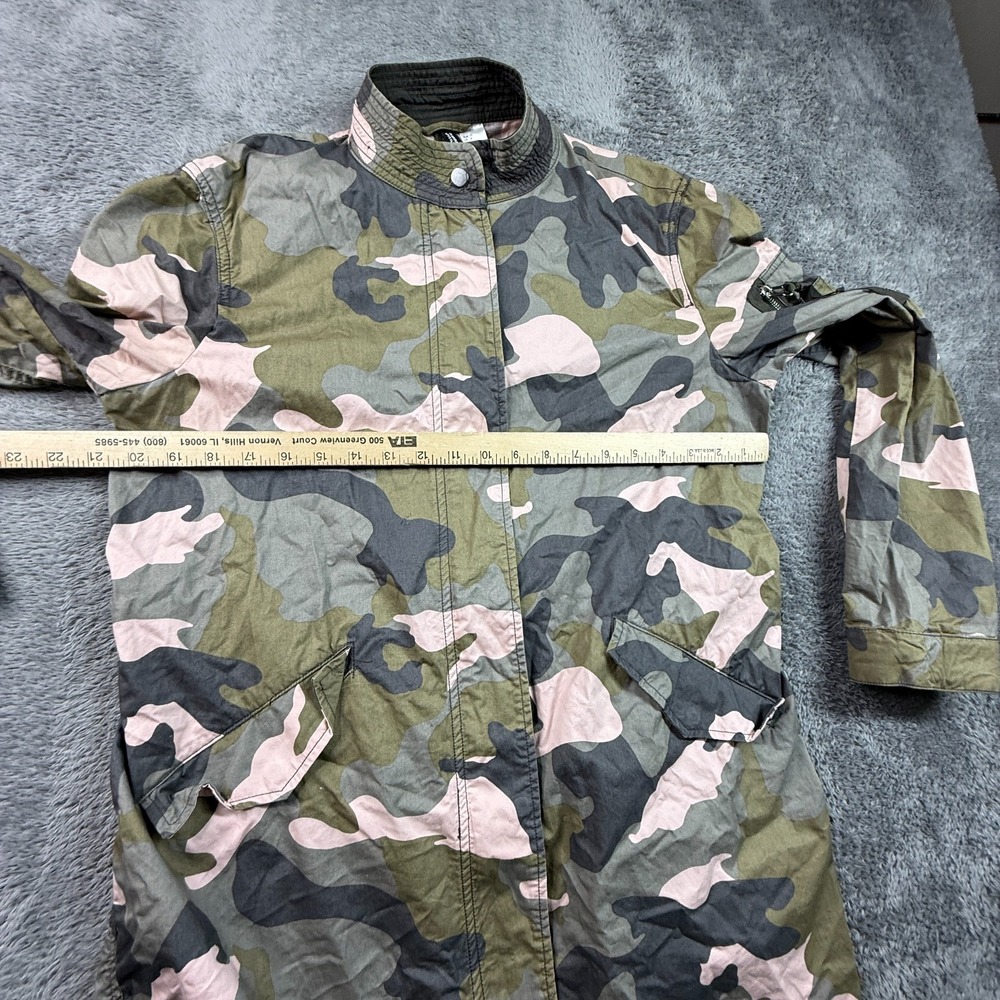 Divided H & M Women's Snap Zip Utility Camo Jacket Pockets Drawstring Pink 8 - Picture 6 of 8